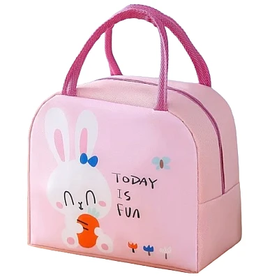 Geanta de pranz termica din panza Pink Bunny Geanta de pranz termica din panza Pink Bunny