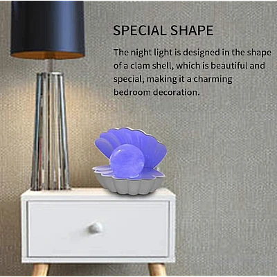 Lampa De Veghe In Forma de Scoica Cu Perla In Interior 8 Culori LED Lampa De Veghe In Forma de Scoica Cu Perla In Interior 8 Culori LED