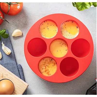 Set 2 Forme din silicon de briose pentru Airfryer cu 7 compartimente ROSII