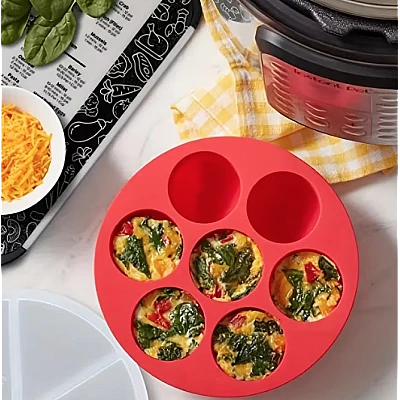 Set 2 Forme din silicon de briose pentru Airfryer cu 7 compartimente ROSII