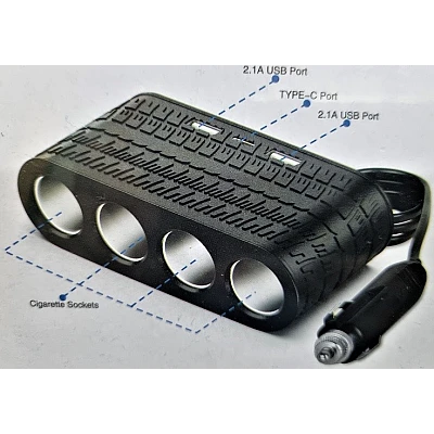 Priza auto 4 cai si USB 120W Olesson 1654 Priza auto 4 cai si USB 120W Olesson 1654