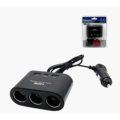 Priza auto 3 cai si USB 120W Olesson 1653 Priza auto 3 cai si USB 120W Olesson 1653