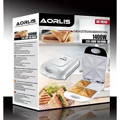 Sandwich Maker AORLIS 1400w AO 78243 cu forme de triunghi si patrat Sandwich Maker AORLIS 1400w AO 78243 cu forme de triunghi si patrat