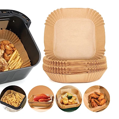 Set 50 hartii de copt PATRATE pentru friteuza Unica folosinta 16 cm Set 50 hartii de copt PATRATE pentru friteuza Unica folosinta 16 cm