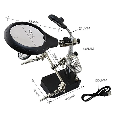 Set Lupa Andowl Q GJ5 Cleme pentru maini ajutatoare cu LED Set Lupa Andowl Q GJ5 Cleme pentru maini ajutatoare cu LED