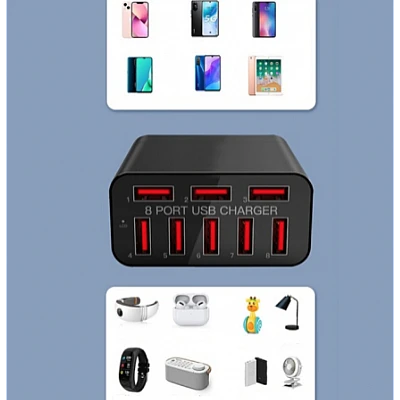 Adaptor priza X82 cu 8 porturi USB Qualcomm 3.0 40W Adaptor priza X82 cu 8 porturi USB Qualcomm 3.0 40W