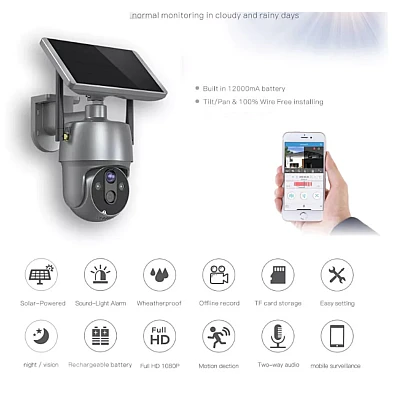 Camera de supraveghere CCTV Q SX01 Audio Bidirectionala cu panou solar 4G Camera de supraveghere CCTV Q SX01 Audio Bidirectionala cu panou solar 4G