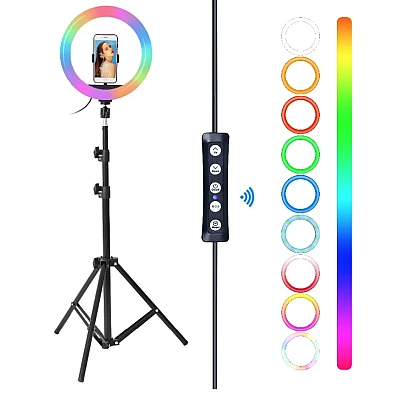 Lampa circulara profesionala LED Ring Light RGB Andowl Q MG34 diametru 26 cm Lampa circulara profesionala LED Ring Light RGB Andowl Q MG34 diametru 26 cm