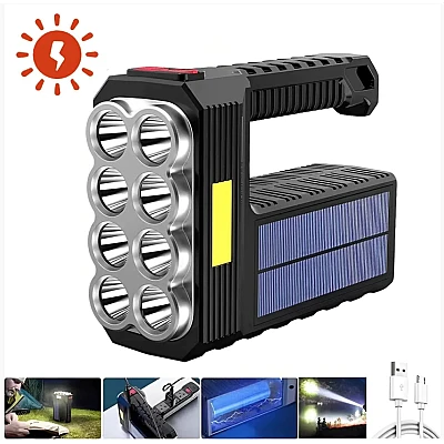 Lanterna de mana ST11 cu 8 LED cu incarcare solara si USB Lanterna de mana ST11 cu 8 LED cu incarcare solara si USB