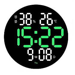 Ceas de perete electronic RD A329 afisaj VERDE temperatura umiditate data