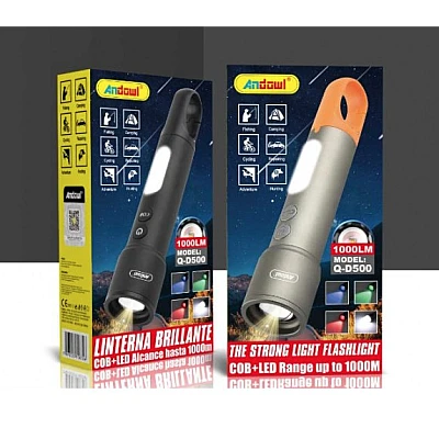 Lanterna Reincarcabila LED Andowl QD500 de mana Lentile Color 1000LM Lanterna Reincarcabila LED Andowl QD500 de mana Lentile Color 1000LM