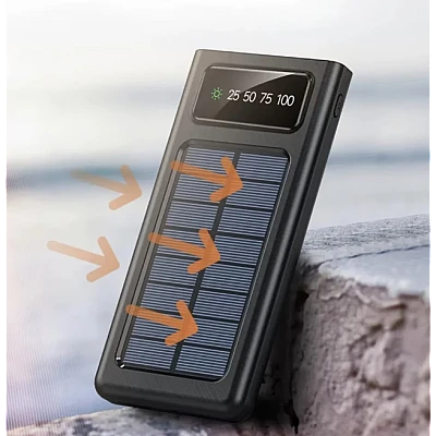 Baterie Externa Solara 12000 mAh Q CD281 Cabluri USB Type C MicroUSB si Lightning Incorporate Baterie Externa Solara 12000 mAh Q CD281 Cabluri USB Type C MicroUSB si Lightning Incorporate
