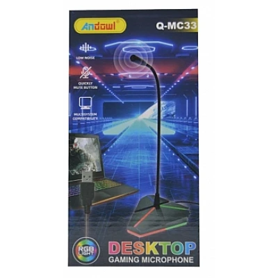 Microfon Gaming Omiredirectional Iluminat RGB Andowl QMC33 Microfon Gaming Omiredirectional Iluminat RGB Andowl QMC33