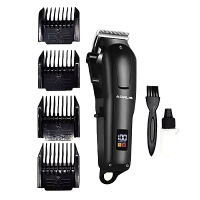 Masina de tuns profesionala cu acumulator AORLIS 50009 afisaj led 4 gratare Masina de tuns profesionala cu acumulator AORLIS 50009 afisaj led 4 gratare