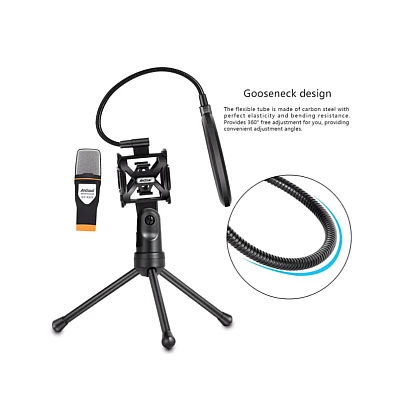 Microfon Profesional QY K222 Trepied Si Filtru Microfon Profesional QY K222 Trepied Si Filtru
