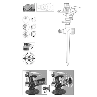 Aspersor Metal cu 6 moduri dispersie prin bataie MX251 Aspersor Metal cu 6 moduri dispersie prin bataie MX251