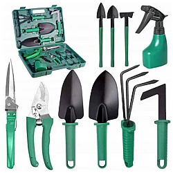 Trusa de gradinarit completa servieta platic VERDE 10 piese MX992 