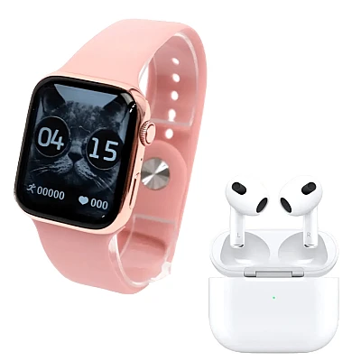 Set Ceas Smartwatch Inteligent si casti wireless FEMEI Set Ceas Smartwatch Inteligent si casti wireless FEMEI