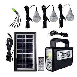 Kit solar GD-8028 Proiector Radio cu panou solar si 3 Becuri 