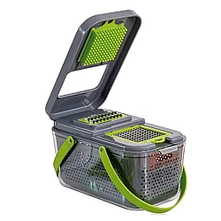 Razatoare multifunctionala pentru fructe si legume 22 piese lame din otel inoxidabil gri / verde