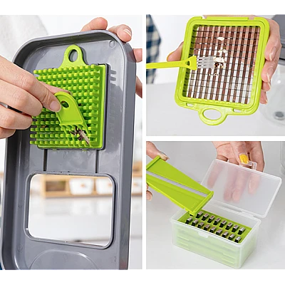 Razatoare multifunctionala pentru fructe si legume 22 piese lame din otel inoxidabil gri / verde Razatoare multifunctionala pentru fructe si legume 22 piese lame din otel inoxidabil gri / verde