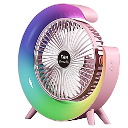 Mini ventilator de birou rotund cu LED RGB 