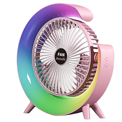 Mini ventilator de birou rotund cu LED RGB Mini ventilator de birou rotund cu LED RGB