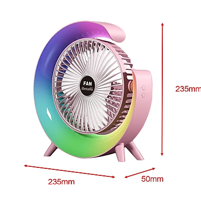 Mini ventilator de birou rotund cu LED RGB Mini ventilator de birou rotund cu LED RGB