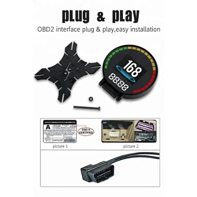 Aparat diagnosticare si afisaj informatii bord P15 pe parbriz digital OBD2 de tip HUD display pentru bord Aparat diagnosticare si afisaj informatii bord P15 pe parbriz digital OBD2 de tip HUD display pentru bord