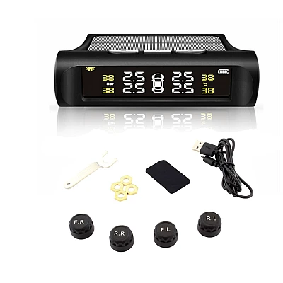 Set 4 senzori de presiune si temperatura anvelope cu afisaj LCD si incarcare Solara Set 4 senzori de presiune si temperatura anvelope cu afisaj LCD si incarcare Solara