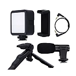 Kit de vlogging cu trepied LED video și suport pentru telefon Q ZJ09