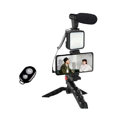 Kit de vlogging cu trepied LED video și suport pentru telefon Q ZJ09 Kit de vlogging cu trepied LED video și suport pentru telefon Q ZJ09