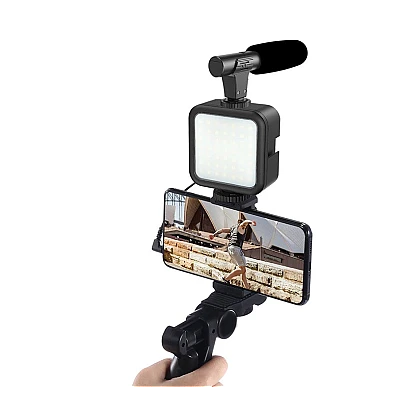 Kit de vlogging cu trepied LED video și suport pentru telefon Q ZJ09 Kit de vlogging cu trepied LED video și suport pentru telefon Q ZJ09