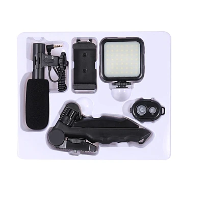 Kit de vlogging cu trepied LED video și suport pentru telefon Q ZJ09 Kit de vlogging cu trepied LED video și suport pentru telefon Q ZJ09