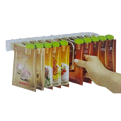Cleme cu orificii pentru plicuri de condimente 12 buc cu suport Drept Cleme cu orificii pentru plicuri de condimente 12 buc cu suport Drept