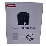 Ceas Inteligent T55 Pro Max cu 2 curele Albe si Casti Wireless 
