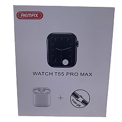 Ceas Inteligent T55 Pro Max cu 2 curele Albe si Casti Wireless 
