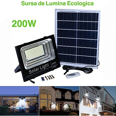 Proiector 200W cu Panou Solar si Telecomanda Proiector 200W cu Panou Solar si Telecomanda