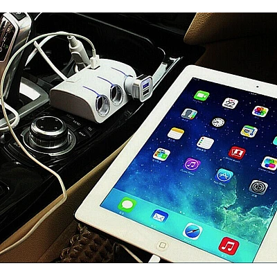 Priza Bricheta Auto Cu 3 Iesiri + 2 USB-uri Pentru Alimentare Dispozitive Alb Priza Bricheta Auto Cu 3 Iesiri + 2 USB-uri Pentru Alimentare Dispozitive Alb