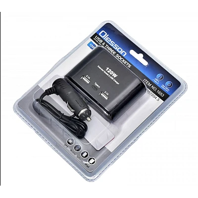 Priza auto 3 cai si USB 120W Olesson 1653 Priza auto 3 cai si USB 120W Olesson 1653