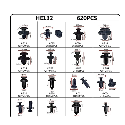 Set 620 piese cleme clipsuri si pini fixare auto plastic Set 620 piese cleme clipsuri si pini fixare auto plastic