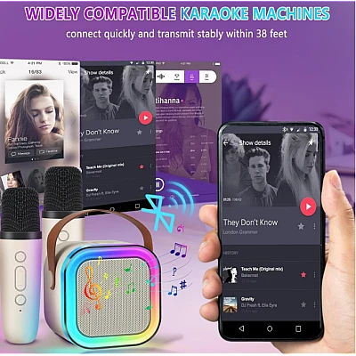 Set 2 Microfoane Karaoke cu boxa portabila K12 Set 2 Microfoane Karaoke cu boxa portabila K12
