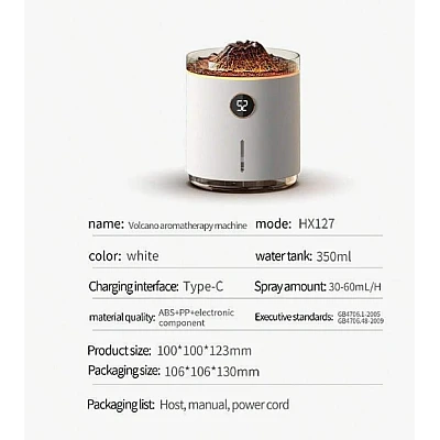 Mini umidificator aromaterapie VULCAN cu display Mini umidificator aromaterapie VULCAN cu display