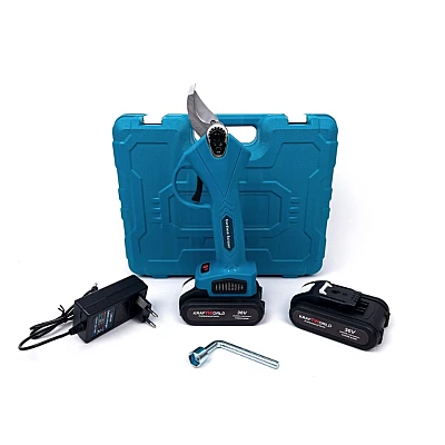 Foarfeca de gradina Kraftworld cu 2 acumulatori pentru vita de vie si crengi 36V Albastru Foarfeca de gradina Kraftworld cu 2 acumulatori pentru vita de vie si crengi 36V Albastru