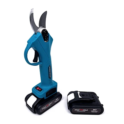 Foarfeca de gradina Kraftworld cu 2 acumulatori pentru vita de vie si crengi 36V Albastru Foarfeca de gradina Kraftworld cu 2 acumulatori pentru vita de vie si crengi 36V Albastru