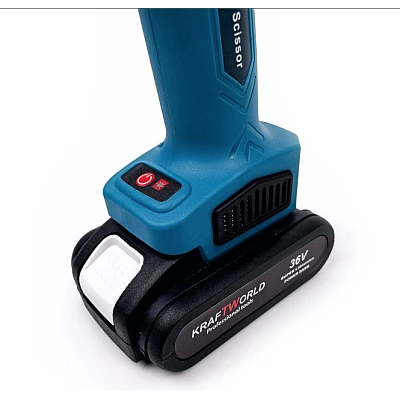 Foarfeca de gradina Kraftworld cu 2 acumulatori pentru vita de vie si crengi 36V Albastru Foarfeca de gradina Kraftworld cu 2 acumulatori pentru vita de vie si crengi 36V Albastru