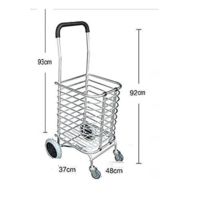 Cos de cumparaturi pliabil cu 4 roti argintiu Cos de cumparaturi pliabil cu 4 roti argintiu