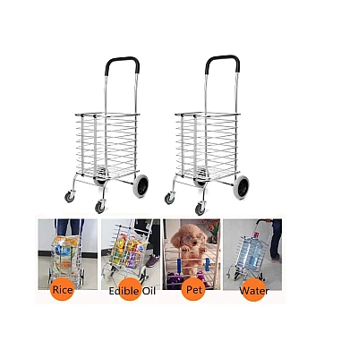 Cos de cumparaturi pliabil cu 4 roti argintiu Cos de cumparaturi pliabil cu 4 roti argintiu