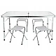 Set Masa plianta pentru camping gradina cu 4 scaune alb Set Masa plianta pentru camping gradina cu 4 scaune alb