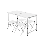 Set Masa plianta pentru camping gradina cu 4 scaune alb